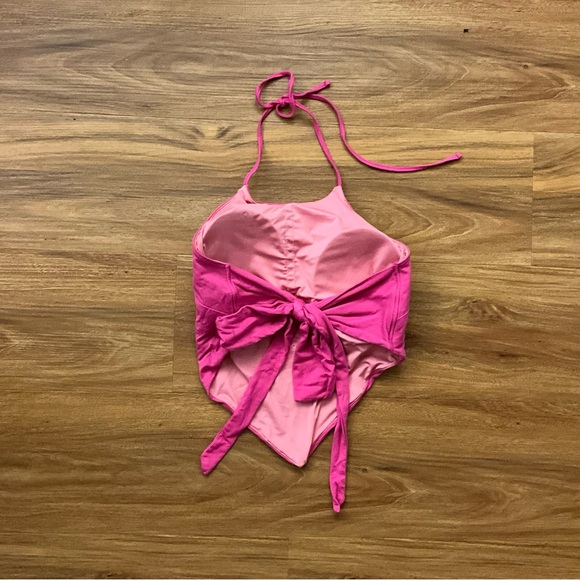 Klassy Network Hot Pink Halter Bandana Tie-back Brami Top - Picture 3 of 4